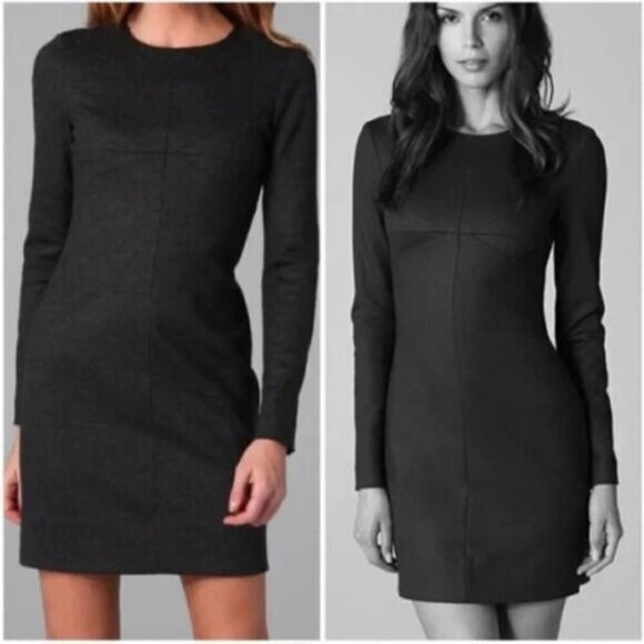 Diane Von Furstenberg Clean Lee Wool Sheath Dress 4 Grey Long Sleeve - Picture 1 of 8